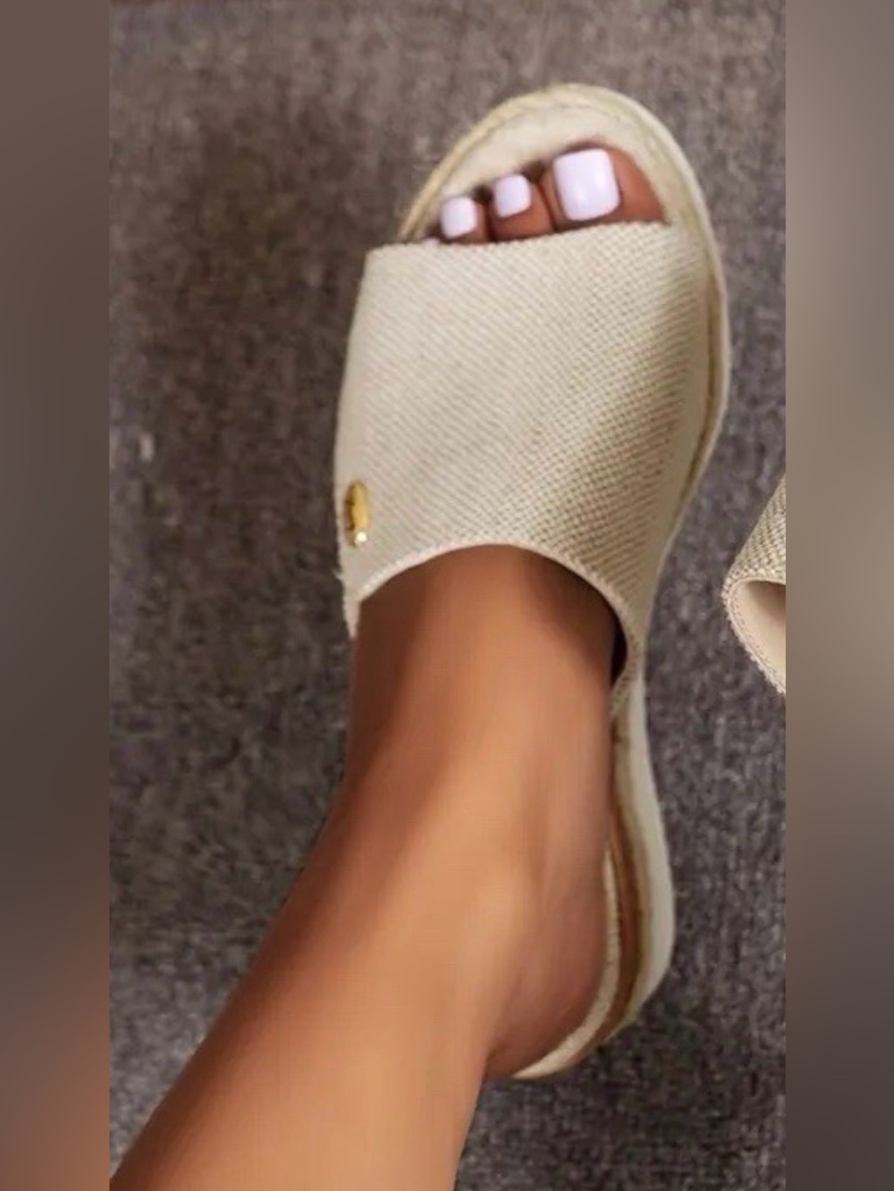 HANG TEN Women's Natural Lightweight Cream Slides Sandals
